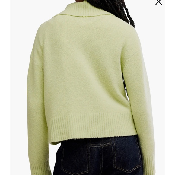 Free people Trading Up Cotton Blend Polo Sweater in color matcha melange - Picture 2 of 8